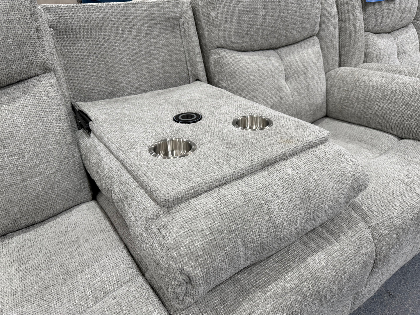 Florence Powered Reclining 3 Seater Sofa SILVER With Console