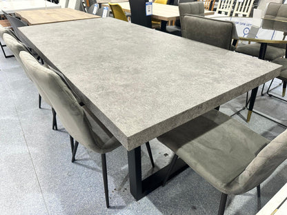 Dark Grey Concrete Effect Dining Table