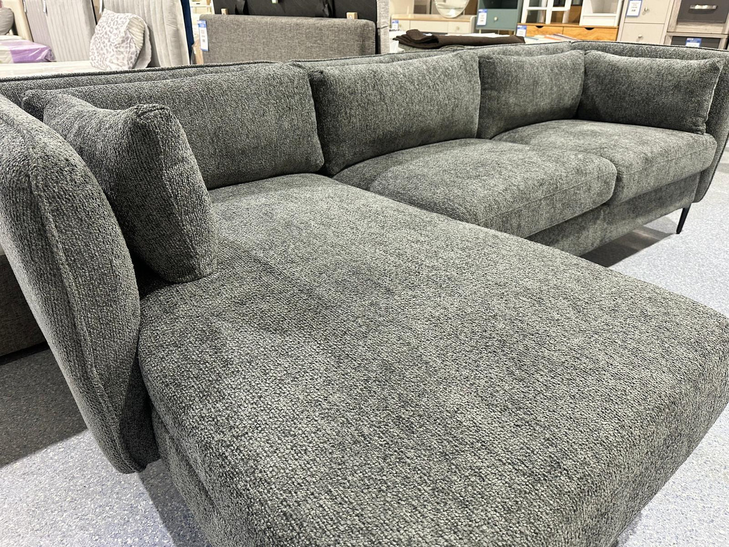 Ashen Grey Fabric Corner Chaise Sofa