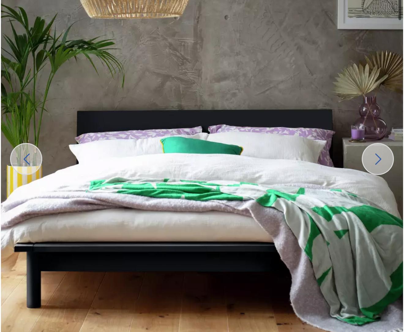 DOUBLE Black Wooden Platform Bed Frame