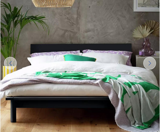 DOUBLE Black Wooden Platform Bed Frame