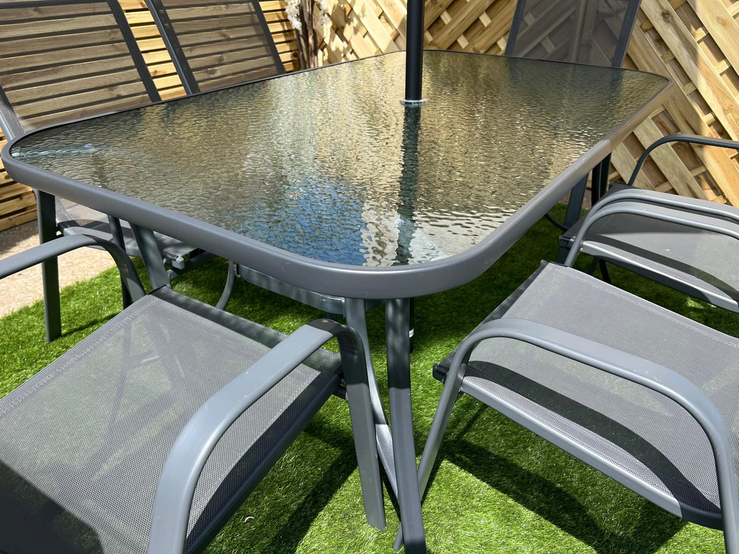 Panama Grey Patio Glass Top Dining Table