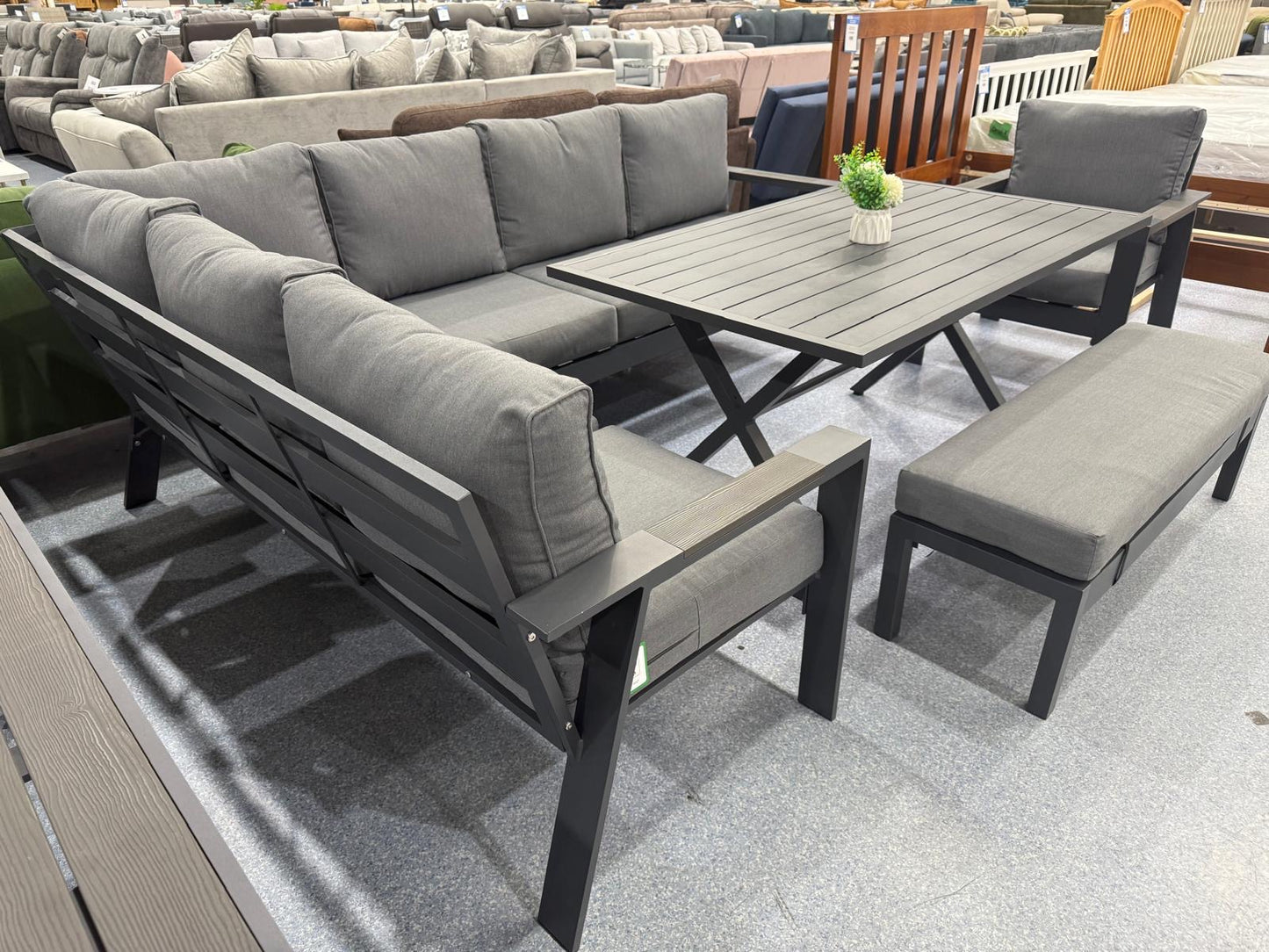 Vegas Grey Aluminium Dining Set + Armchair V2