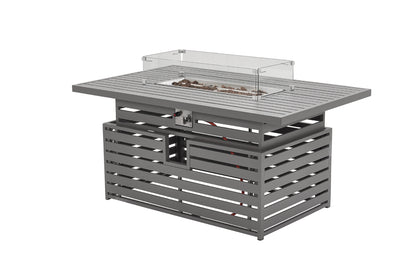 PRE ORDER Vegas Light Grey Aluminium Large Corner Rising Fire Pit Table Set