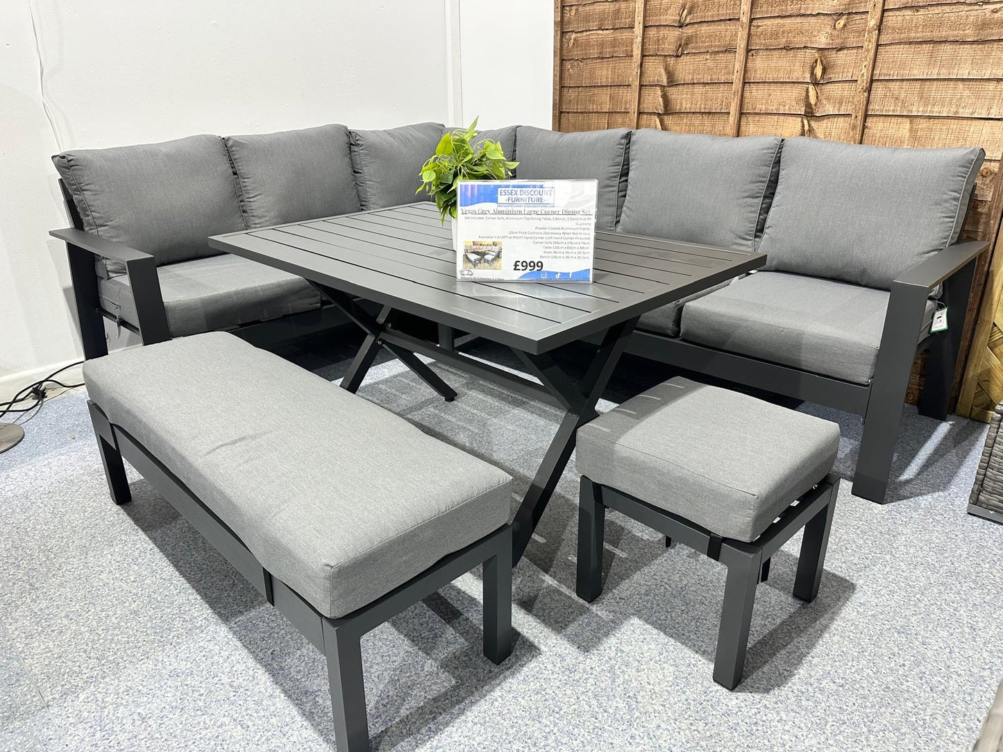 Vegas Grey Aluminium Large Corner Dining Set