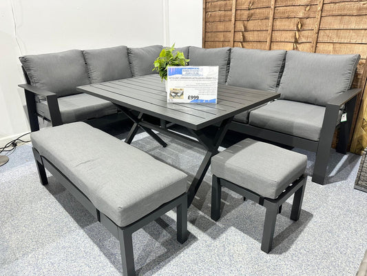 Vegas Grey Aluminium Large Corner Dining Set