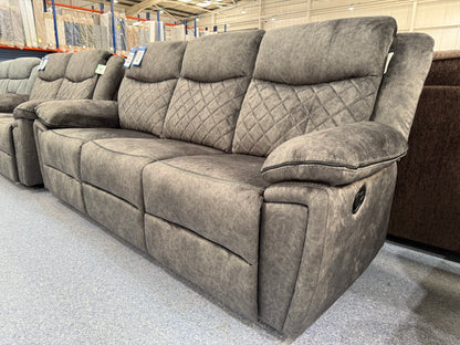 Lorenza Grey Fabric 3 Seater Manual Reclining Sofa