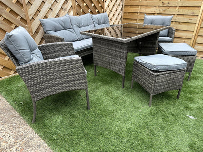 SFS078 – Mixed Grey Rattan 7 Seater Sofa Dining Set