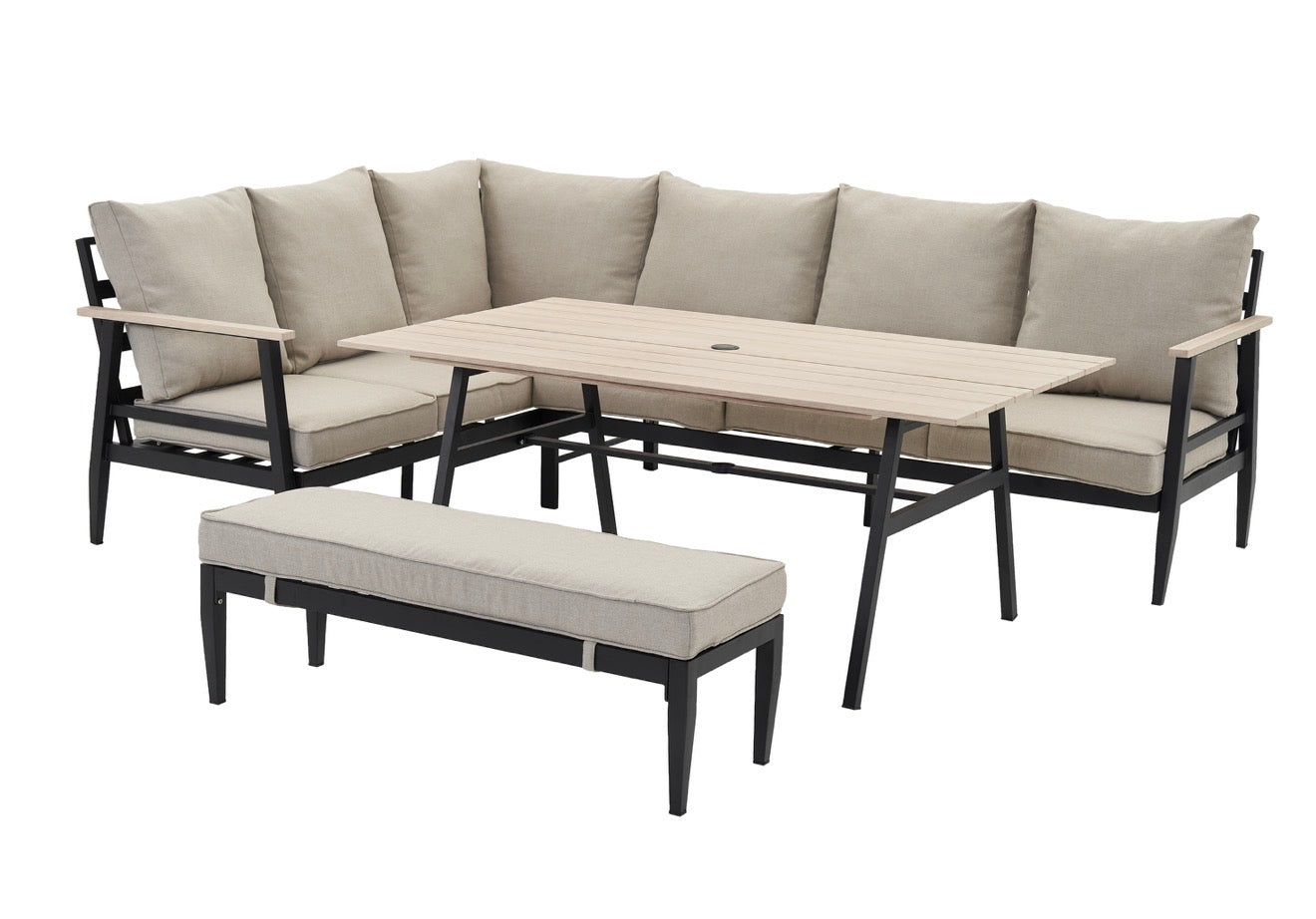 California Aluminium Large Corner Dining Set and Armchair