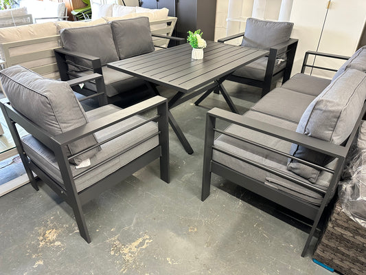 Grey Aluminium 7 Seater Sofa Dining Set