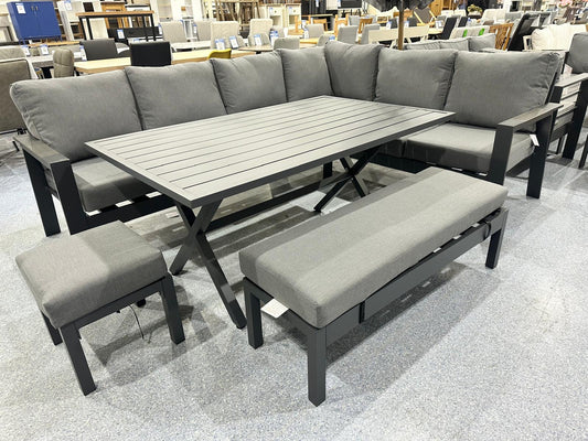 Vegas Grey Aluminium Large Corner Dining Set