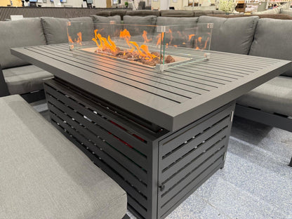 Vegas Aluminium Large Corner Sofa With Rising Firepit Table Set