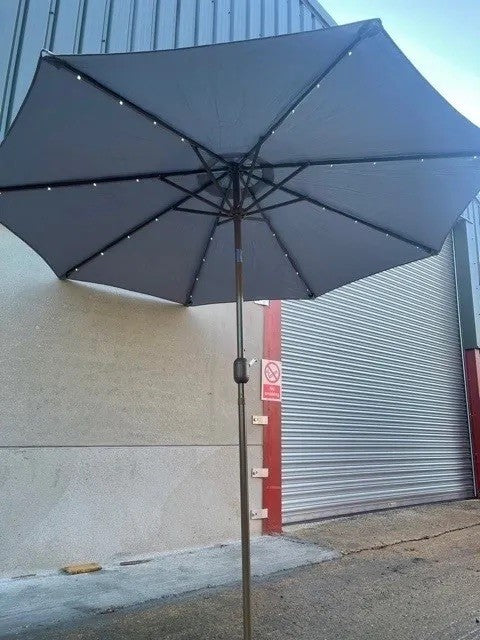 2.7m Grey Crank and Tilt Parasol with LED’s