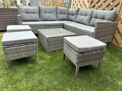 EDF050 - Mixed Grey Rattan Corner Lounge Set