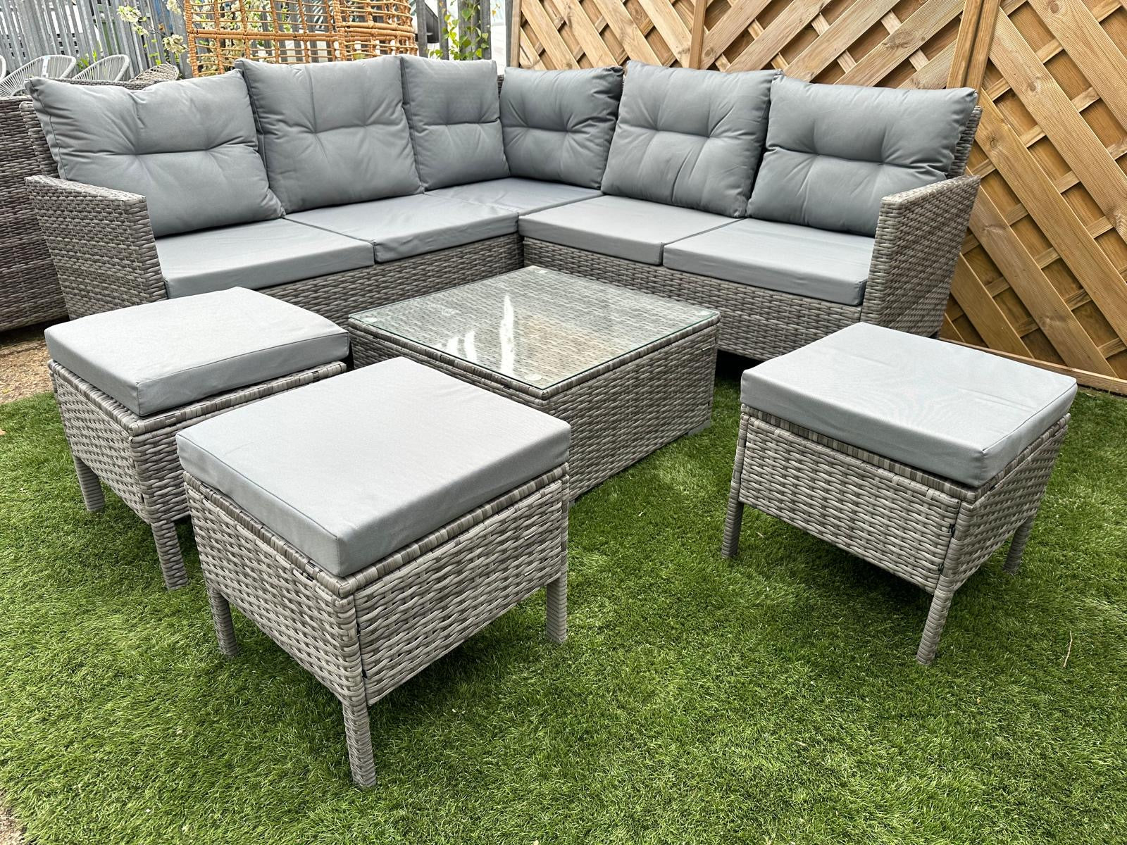 Cheap Rattan Set EDF050 - Mixed Grey Rattan Corner Lounge Set – Essex Discount Furniture