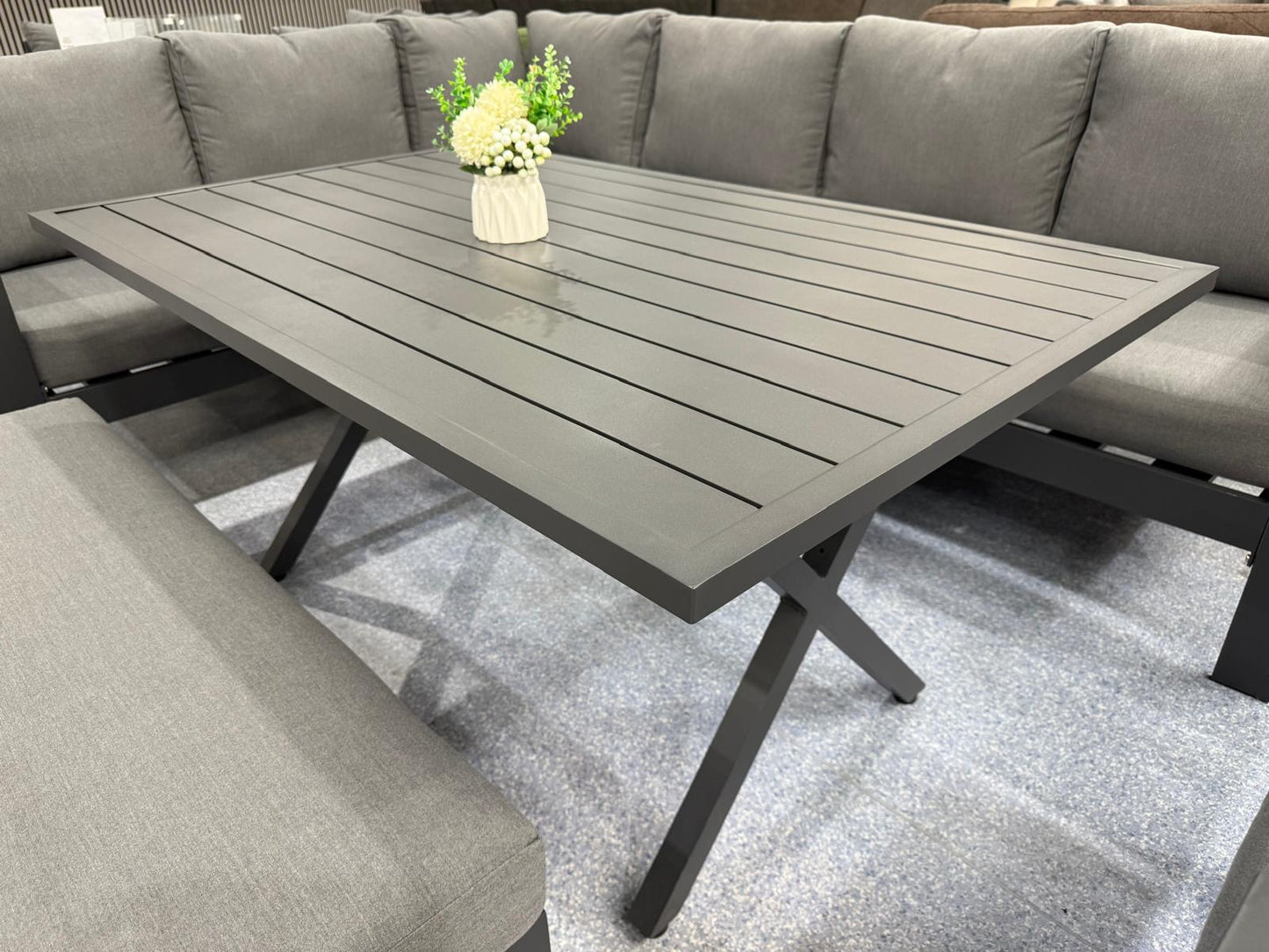 Vegas Grey Aluminium Dining Set + Armchair V2