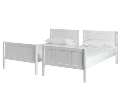 White Wooden Detachable Bunk Bed