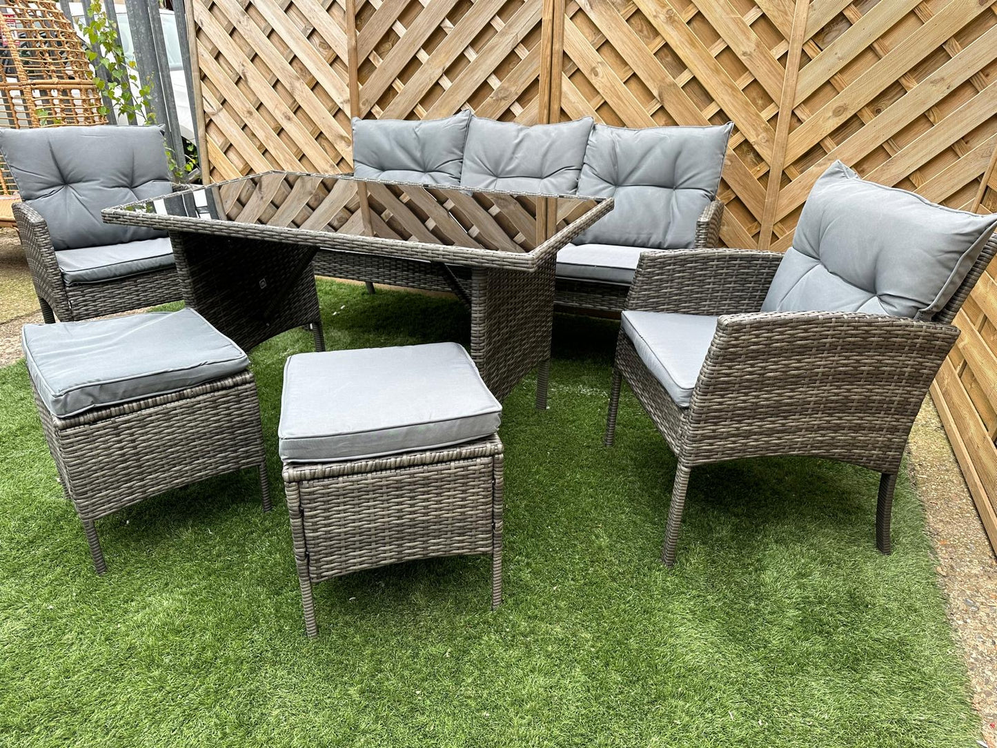 SFS078 – Mixed Grey Rattan 7 Seater Sofa Dining Set