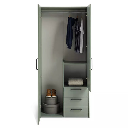 Oldham 2 Door 3 Drawer Wardrobe GREEN
