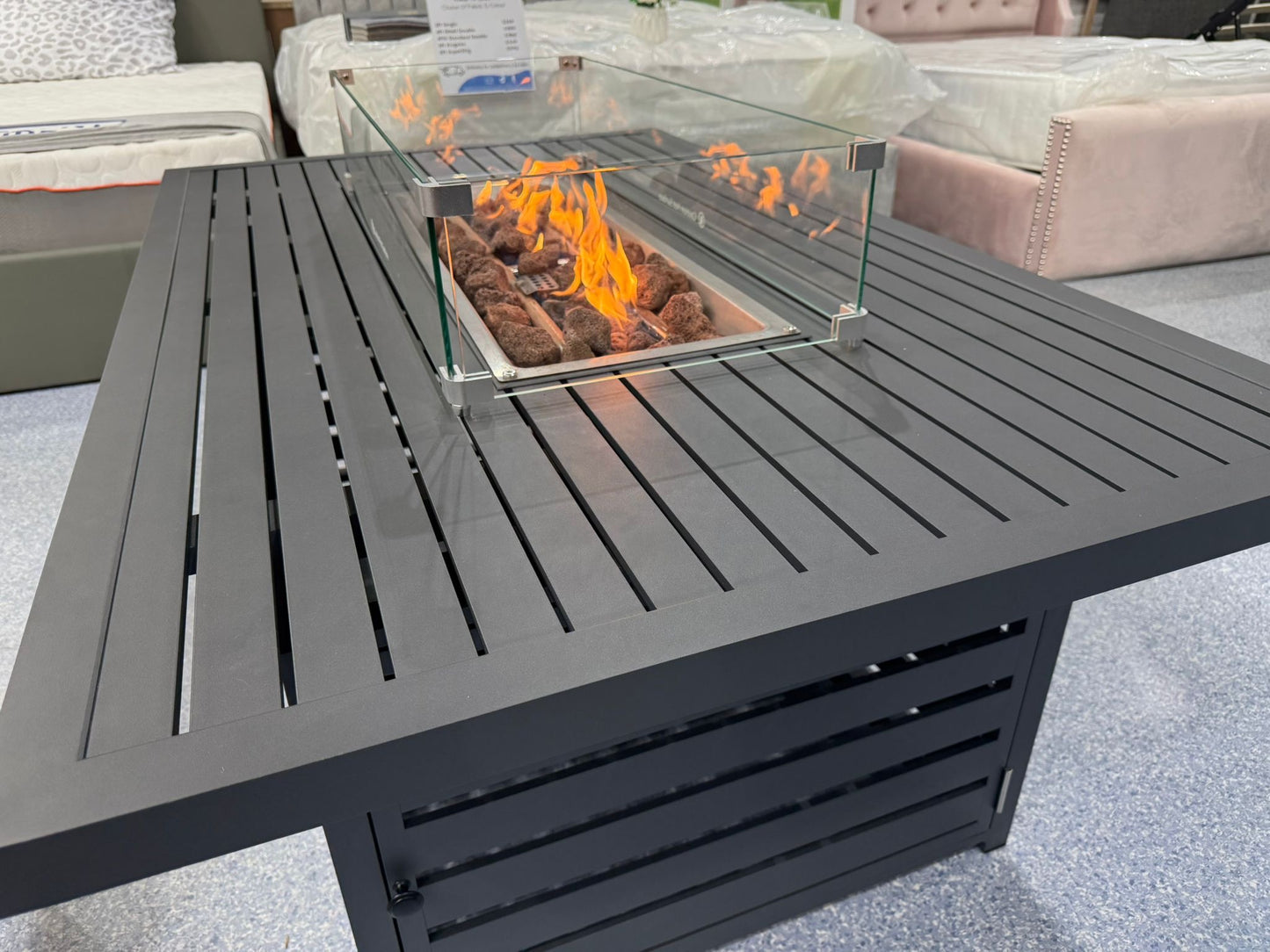 Grey Aluminium Rising Fire Pit Table