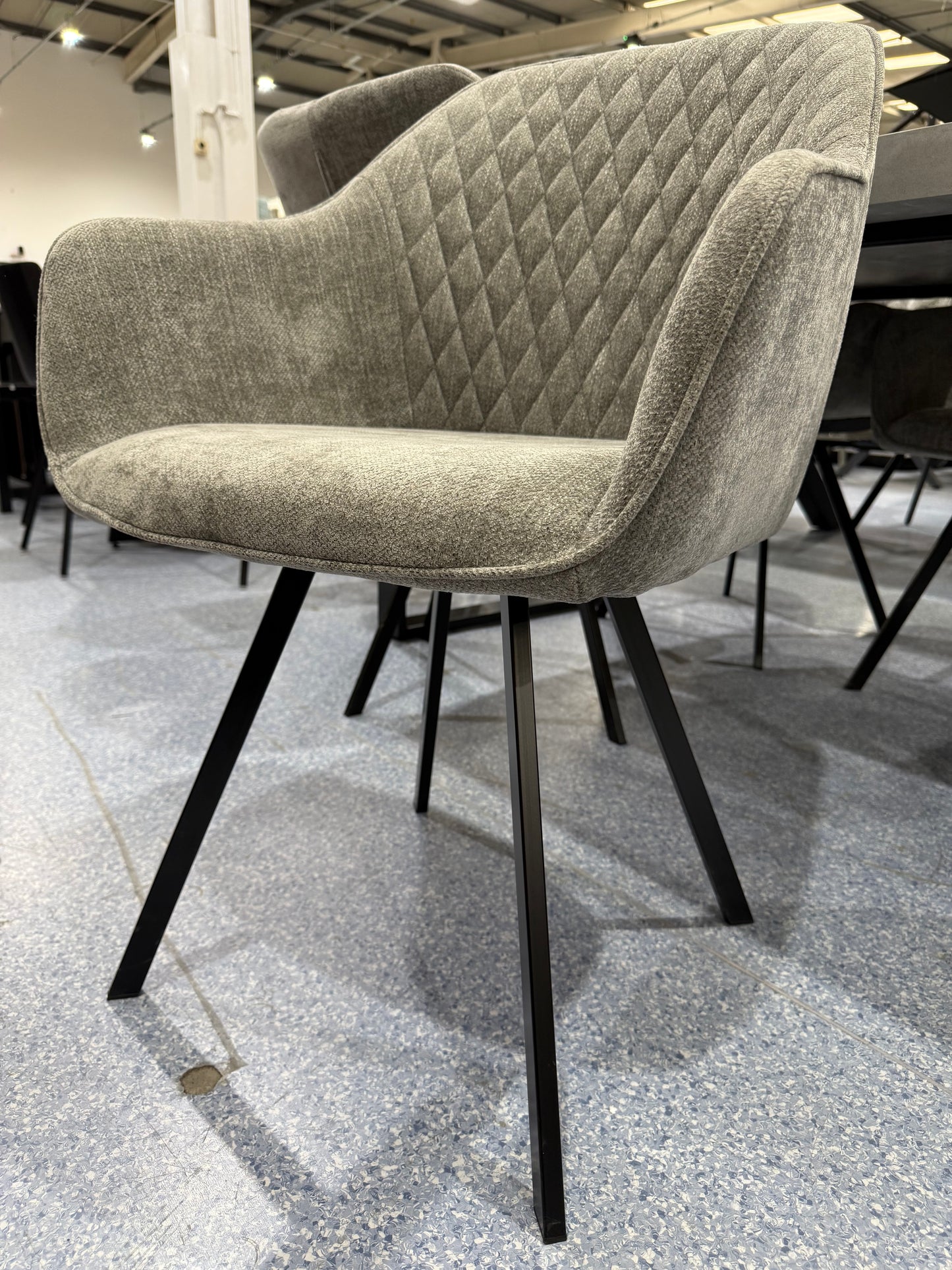 PAIR Ezra Grey Diamond Back Dining Chairs