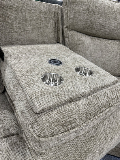 Milan Manual Reclining Corner Sofa BISCUIT