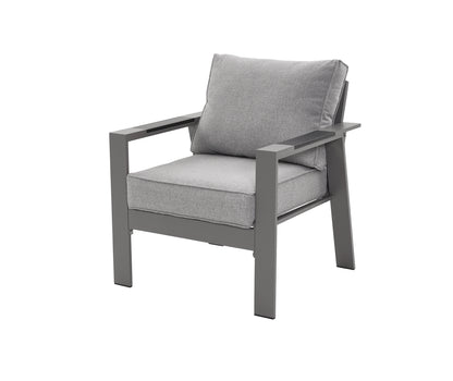PRE ORDER Vegas Light Grey Aluminium Fire Pit Table & Armchair Set