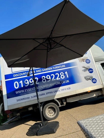 3m Dark Grey Overhanging Parasol