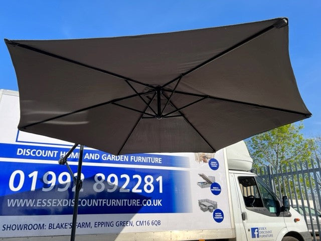 3m Dark Grey Overhanging Parasol