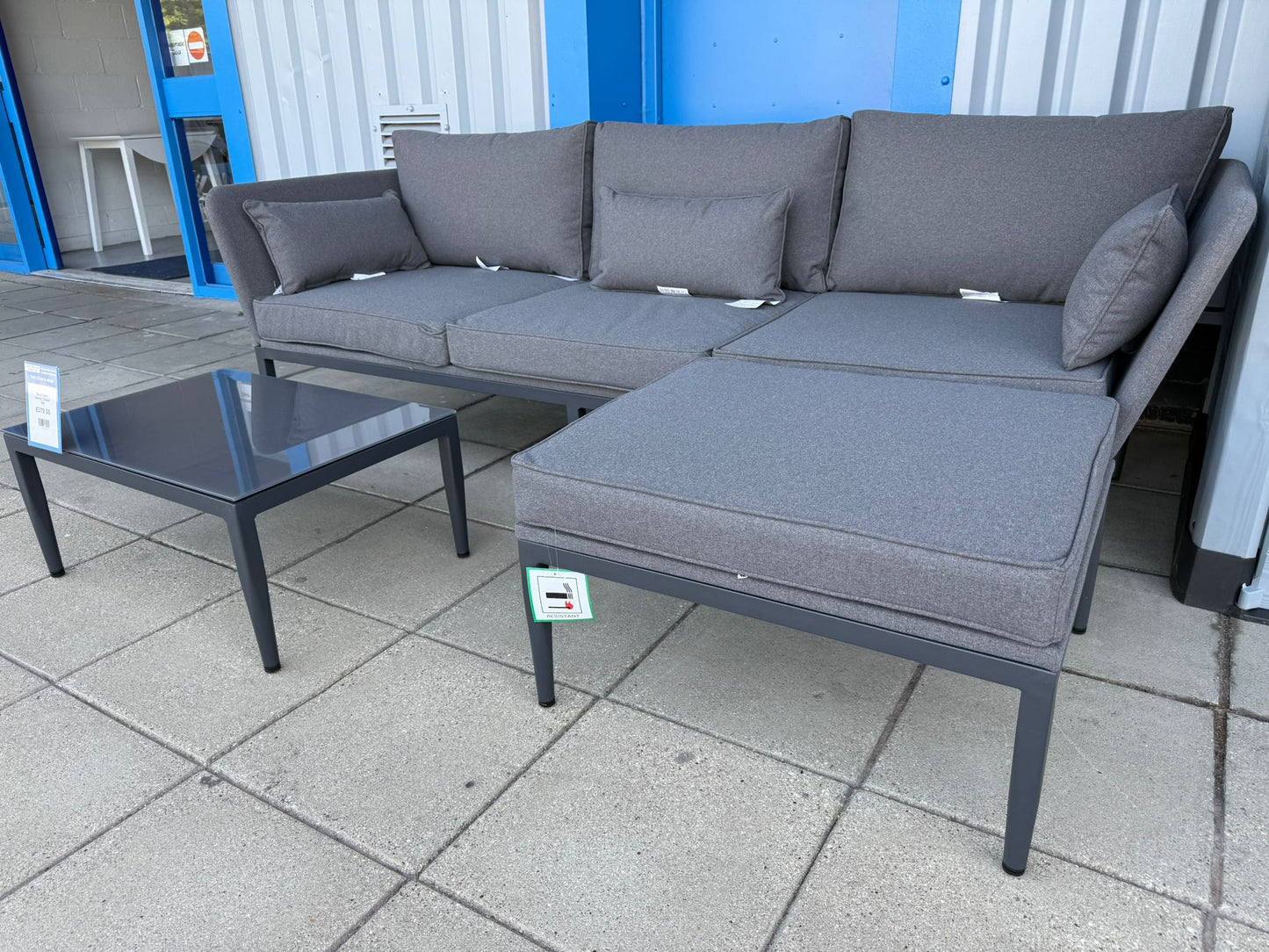 Phoenix Grey Fabric Corner Chaise Set