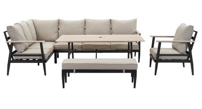 California Aluminium Large Corner Dining Set and Armchair