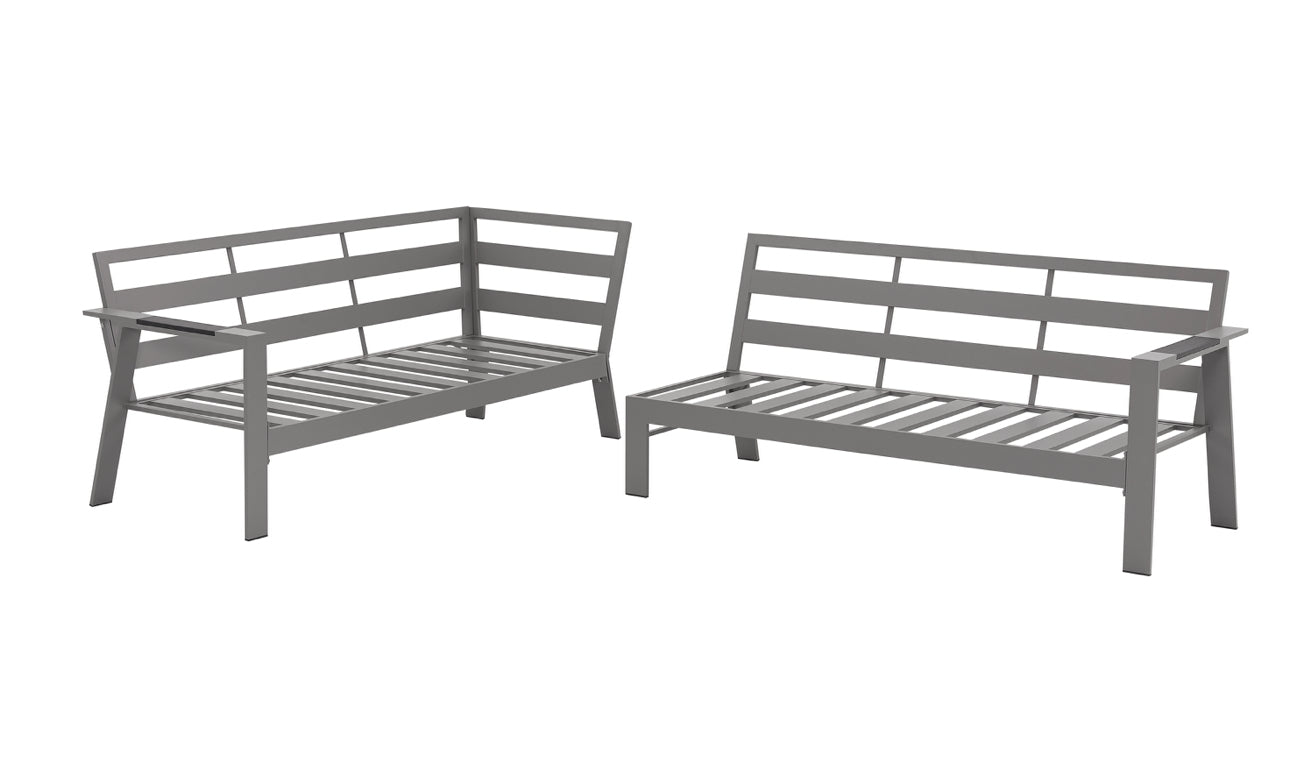 PRE ORDER Vegas Light Grey Aluminium Fire Pit Table & Armchair Set
