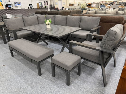 Vegas Grey Aluminium Dining Set + Armchair