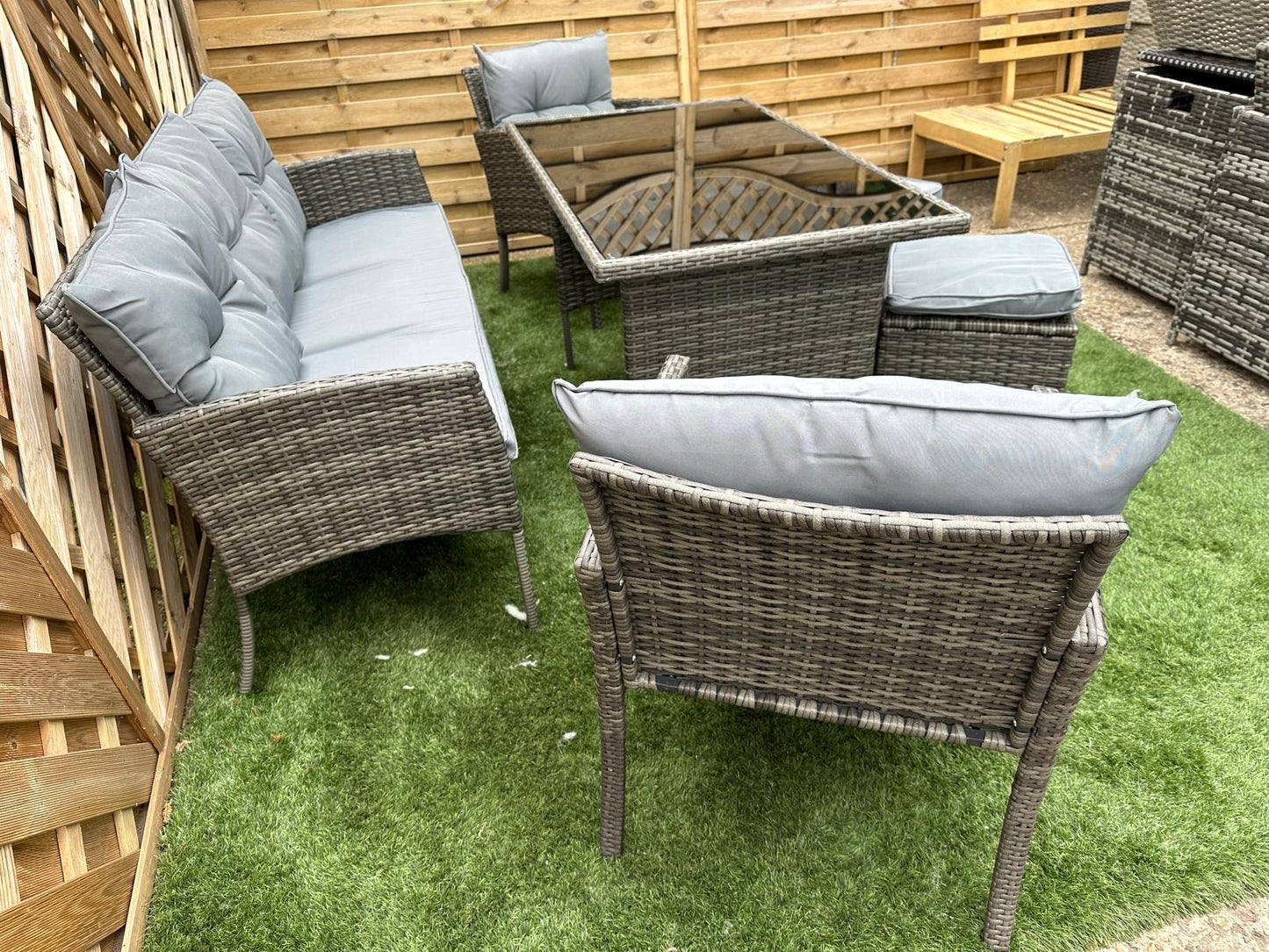 SFS078 – Mixed Grey Rattan 7 Seater Sofa Dining Set