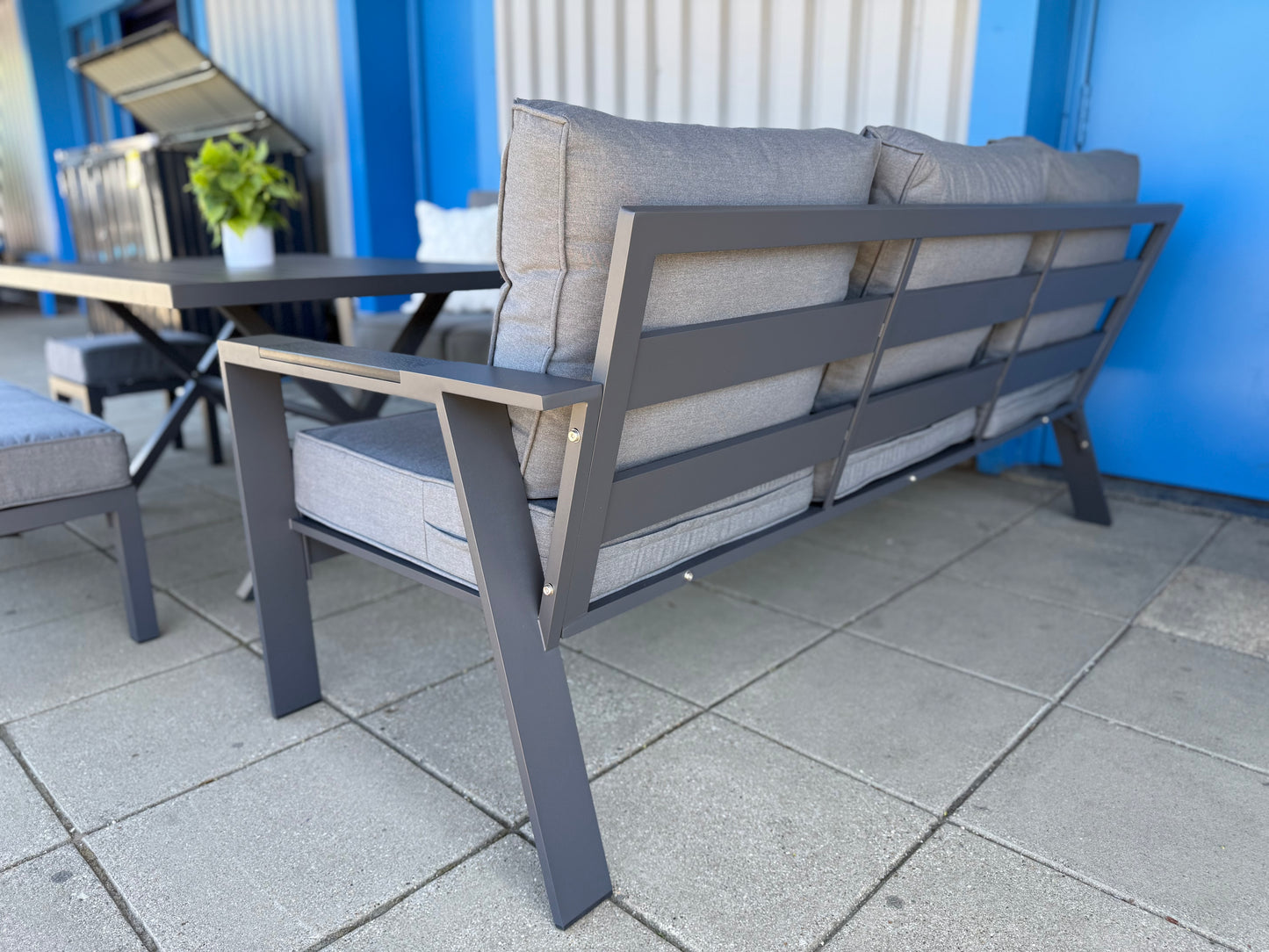 Vegas Grey Aluminium Large Corner Dining Set