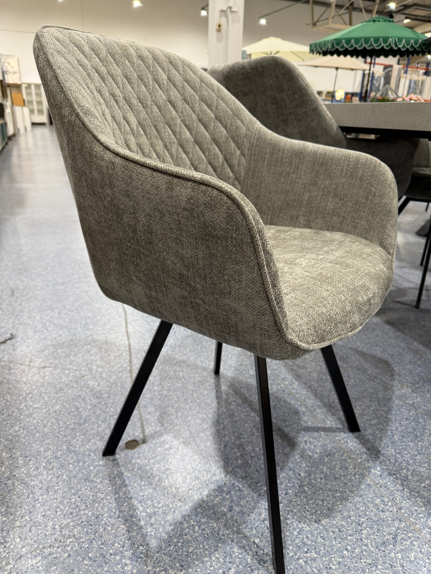 PAIR Ezra Grey Diamond Back Dining Chairs