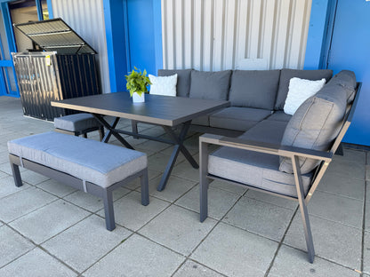 Vegas Grey Aluminium Large Corner Dining Set