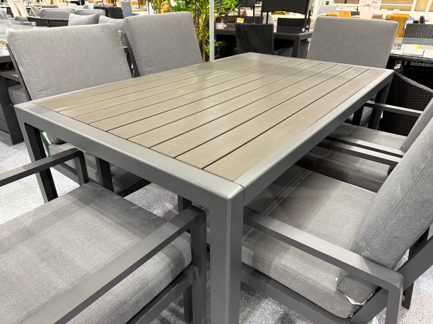 Grey Aluminium 6 Seater Garden Table & Chair Set