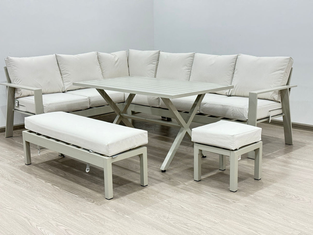 Vegas Beige Aluminium Large Corner Dining Set Essex Discount Furniture