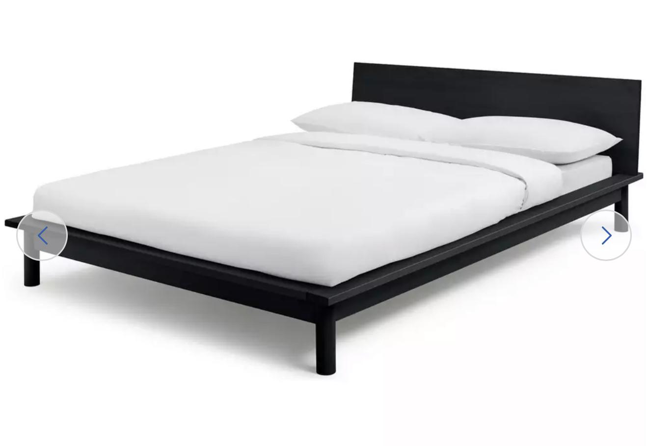 DOUBLE Black Wooden Platform Bed Frame
