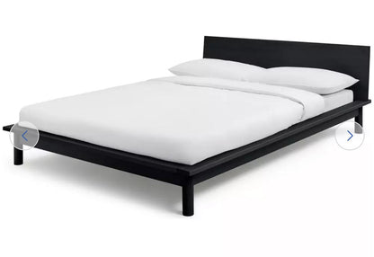 DOUBLE Black Wooden Platform Bed Frame
