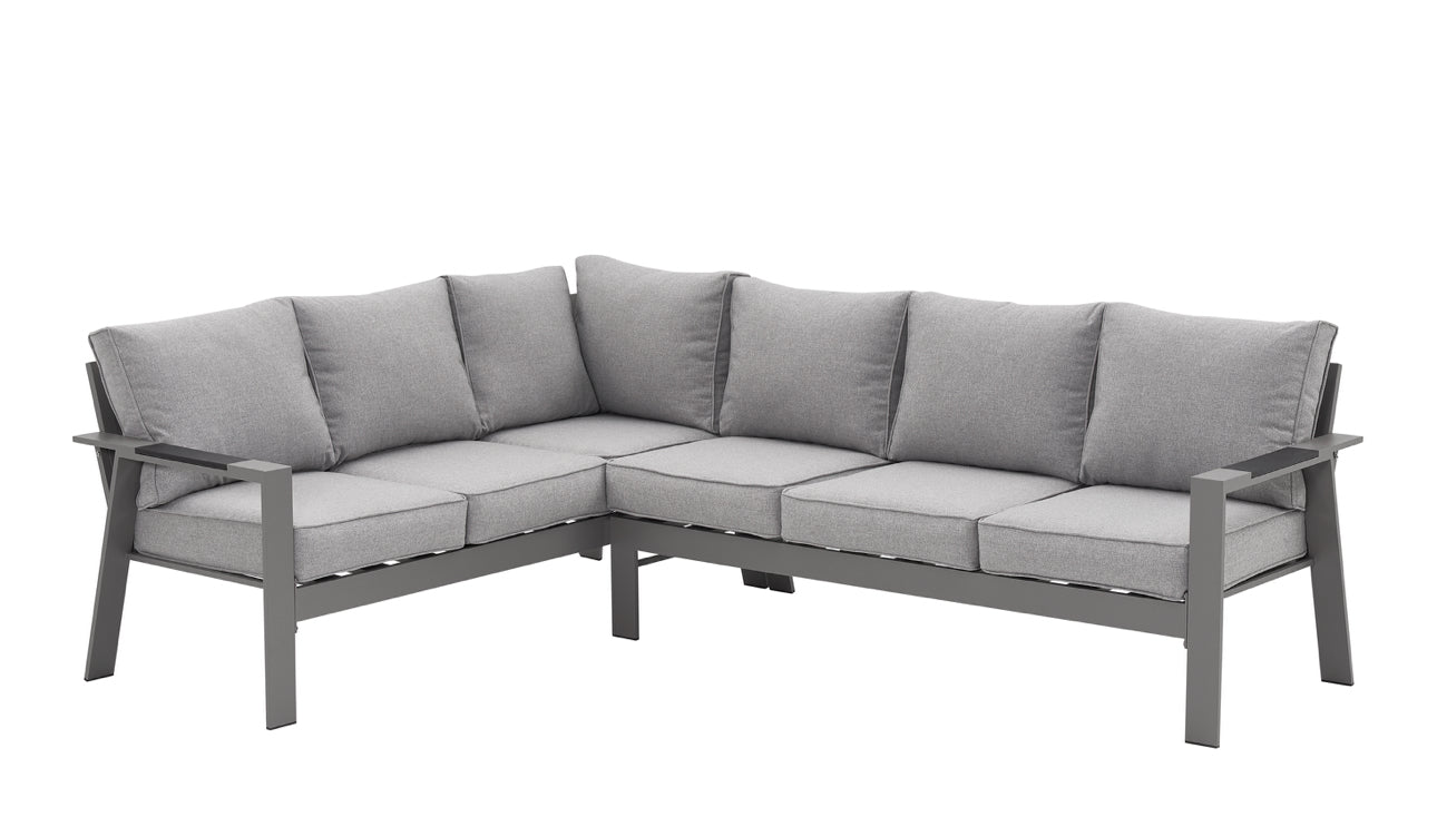 PRE ORDER Vegas Light Grey Aluminium Fire Pit Table & Armchair Set