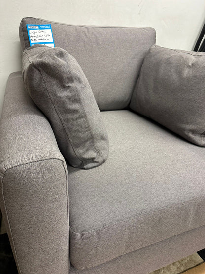 Light Grey Fabric Armchair With Side Cushions