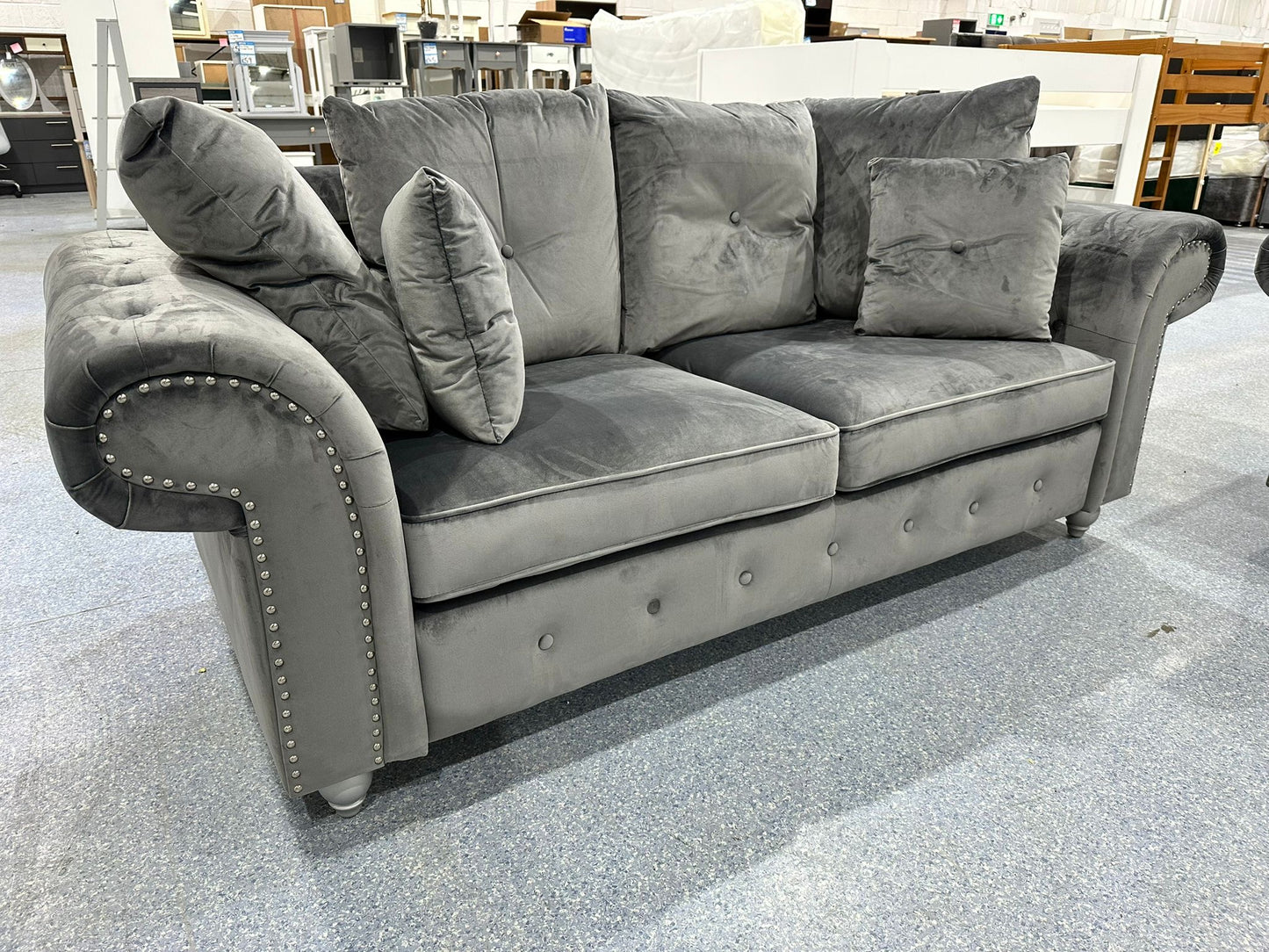 Buckingham Plush Grey 3+2 Seater Sofa