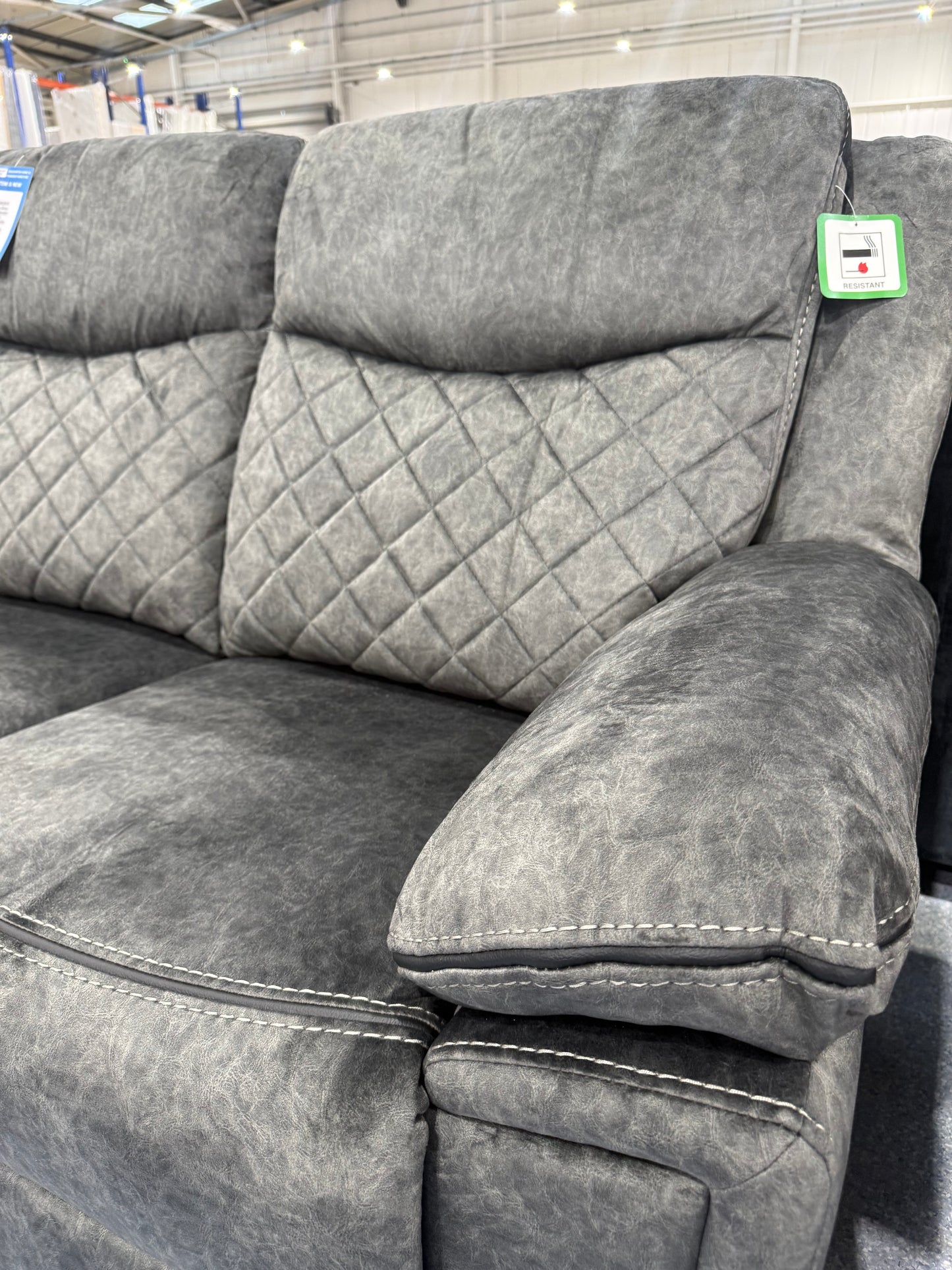 Lorenza Grey Fabric 2 Seater Manual Reclining Sofa