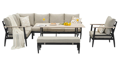 California Aluminium Large Corner Dining Set and Armchair