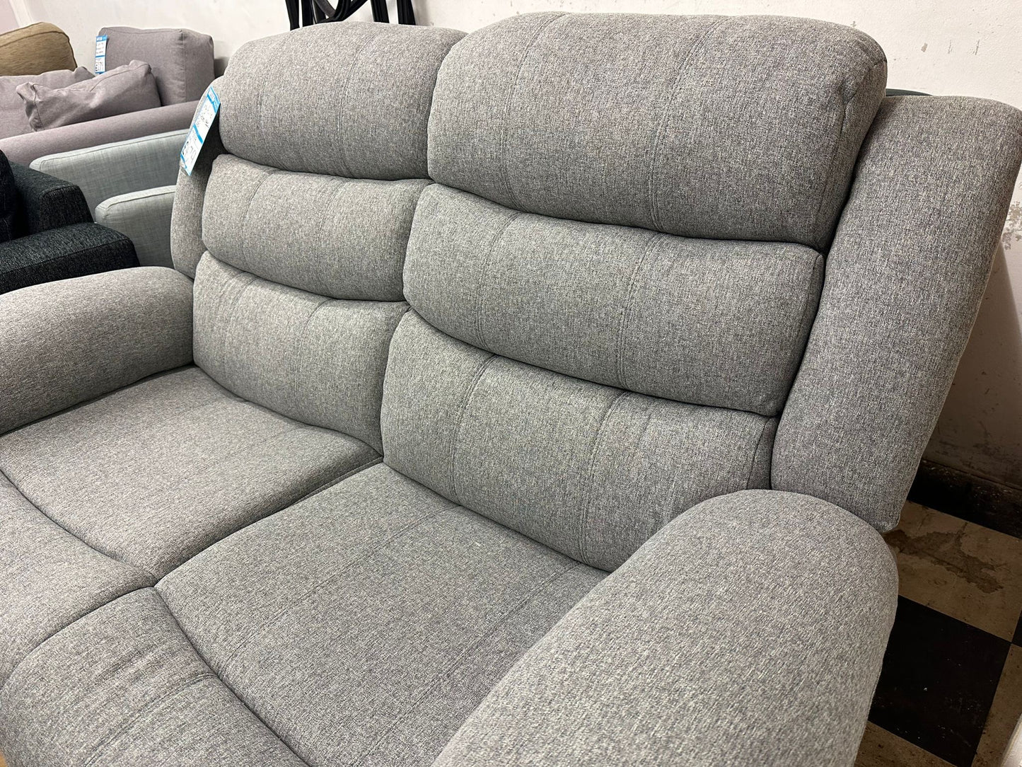 Light Grey Fabric 2 Seater Recliner