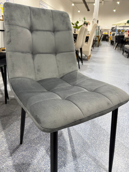 PAIR Elba Plush Grey Dining Chairs