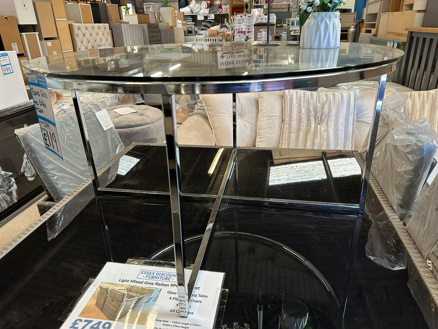 Round Clear Glass Top Coffee Table