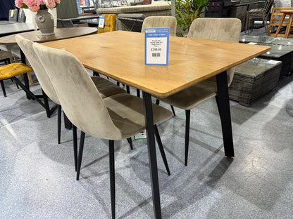 Naples Dining Table & 4 Aires Beige Dining Chairs